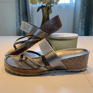 NWT Francesca Biondi bejeweled wedge sandals, women’s size 8